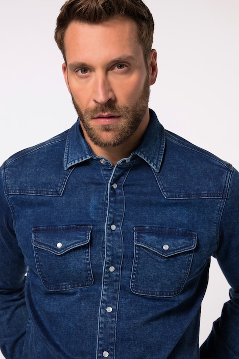 JP 1880 Jeanshemd FLEXNAMIC®, Denim, Langarm, Kentkragen, Modern Basic Fit, bis 8 XL
