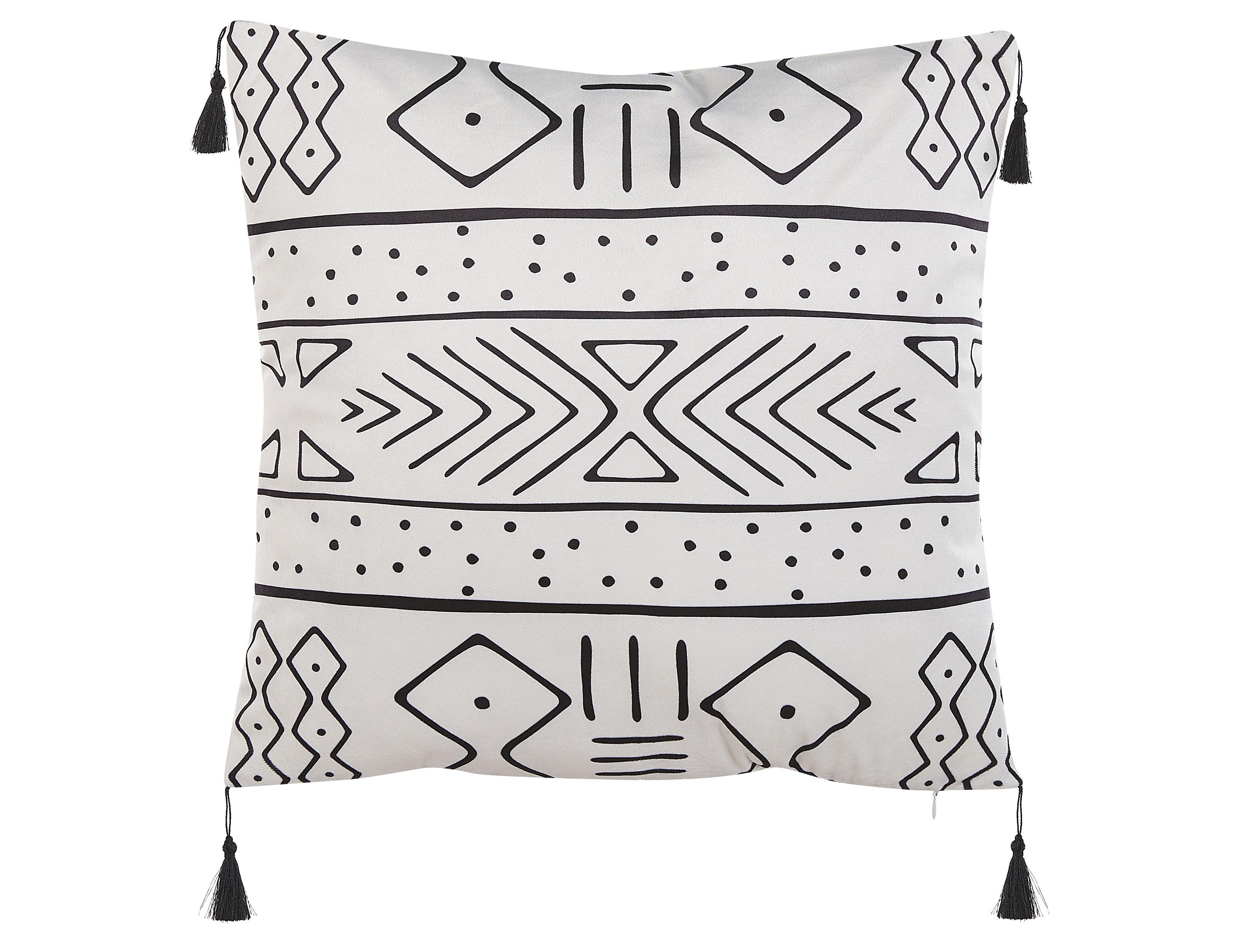 Set van 2 sierkussens SCHEFFLERA Fluweel 45 x 45 cm Wit geometrisch patroon