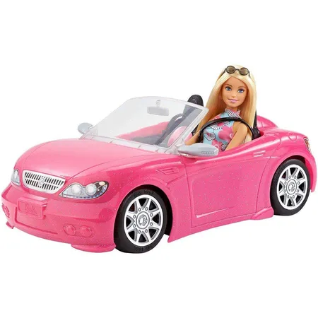 Barbie Puppe und Cabrio Auto in pink