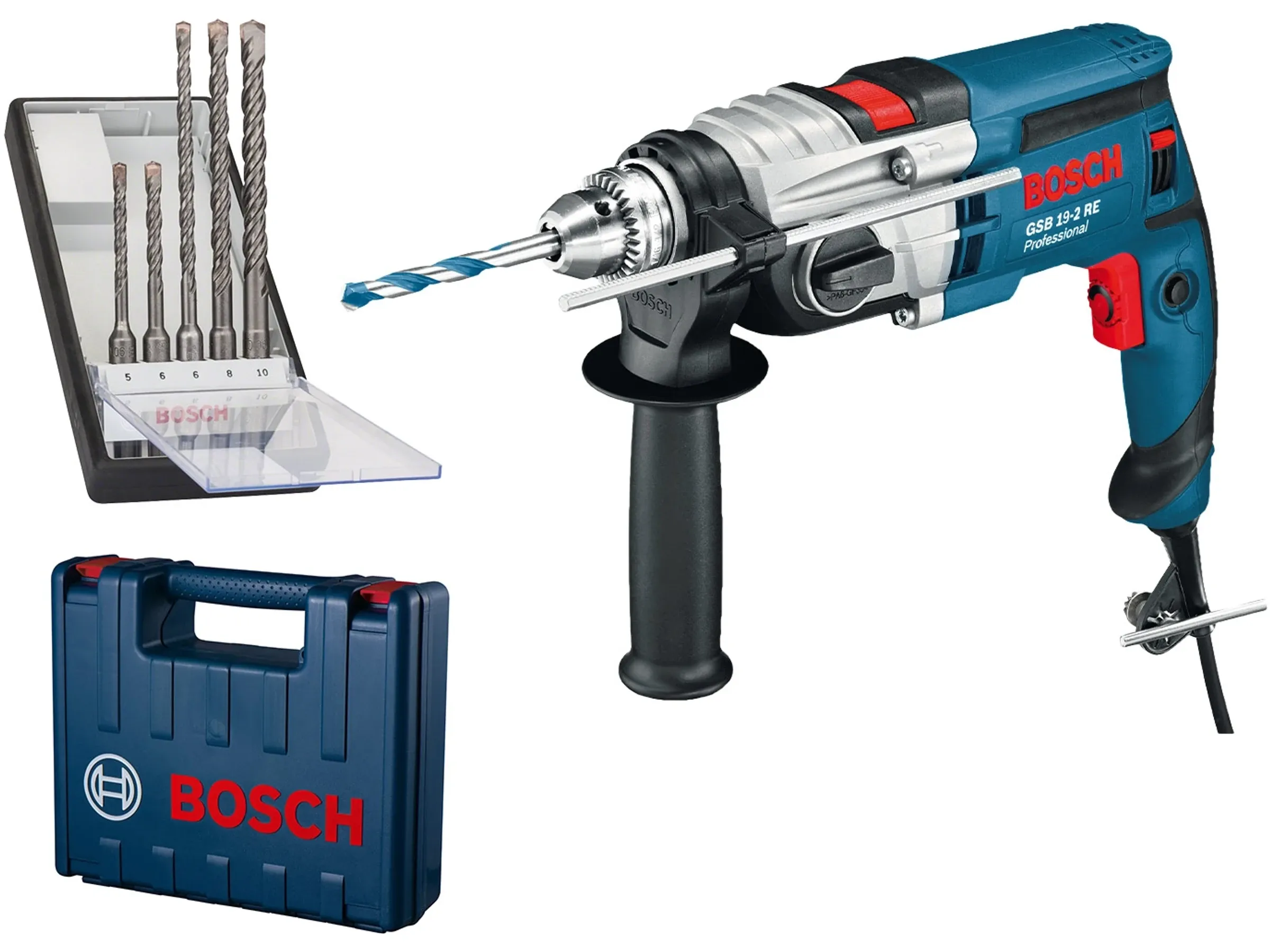 Bosch Professional Schlagbohrmaschine GSB 19-2 RE 850 W mit 7-tlg. Set im Koffer