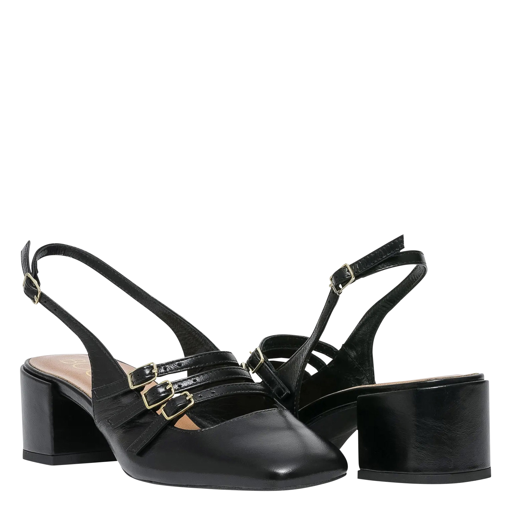 DEMI - Babies en cuir lisse | Noir