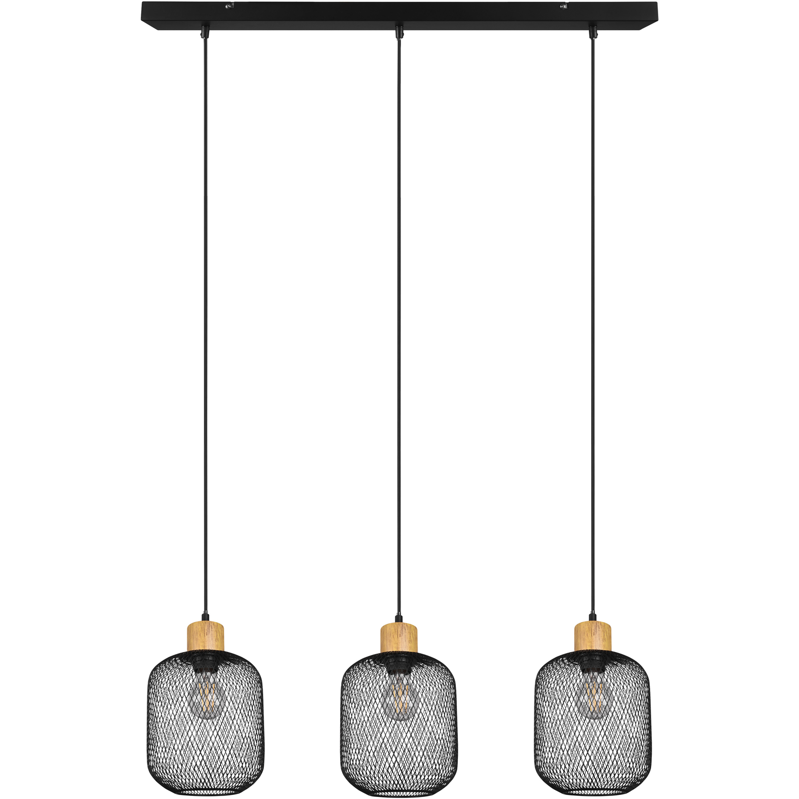 Pendelleuchte - schwarz - 3-flammig - 150 cm hoch