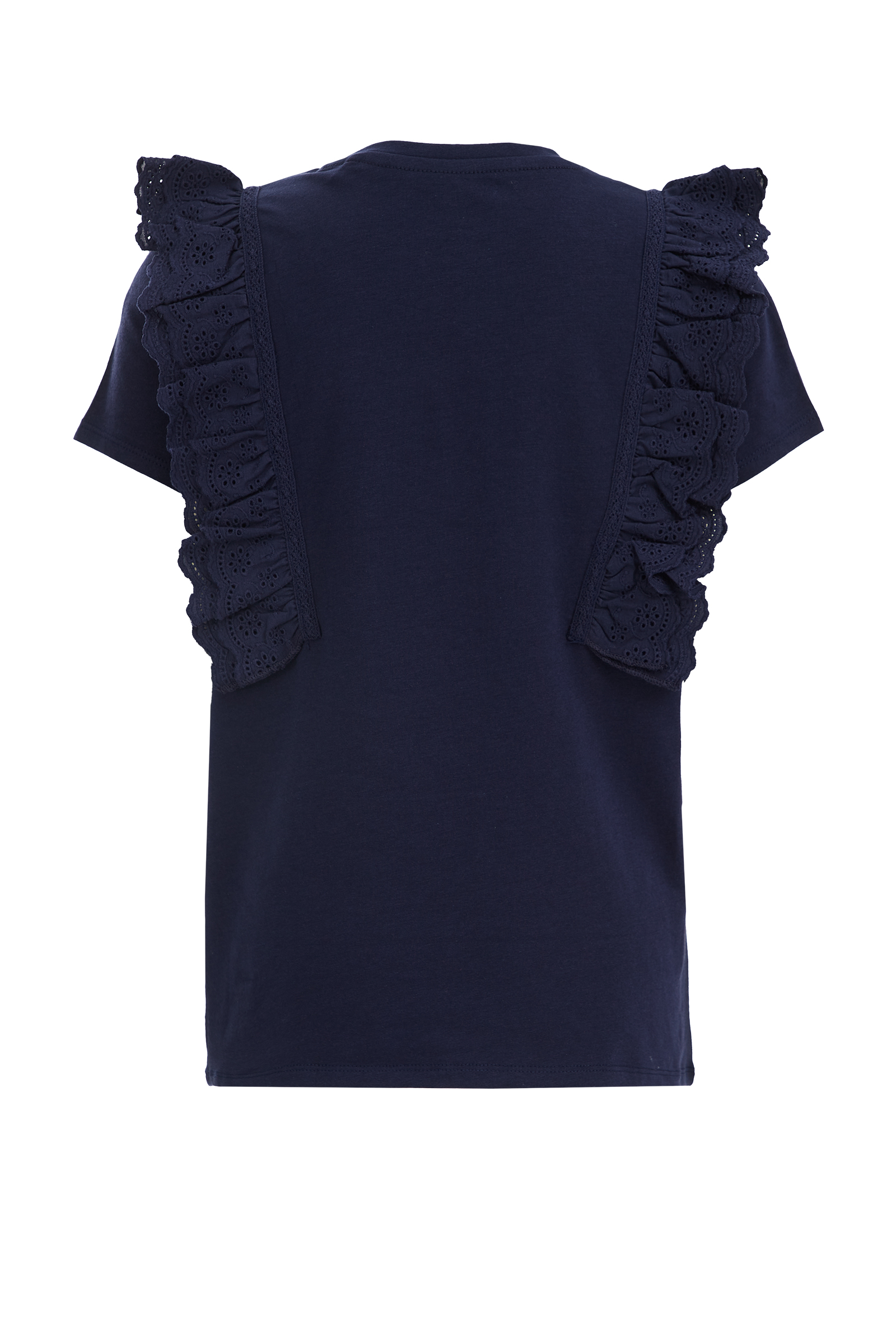 Meisjes T-shirt met ruches WE Fashion Marineblauw