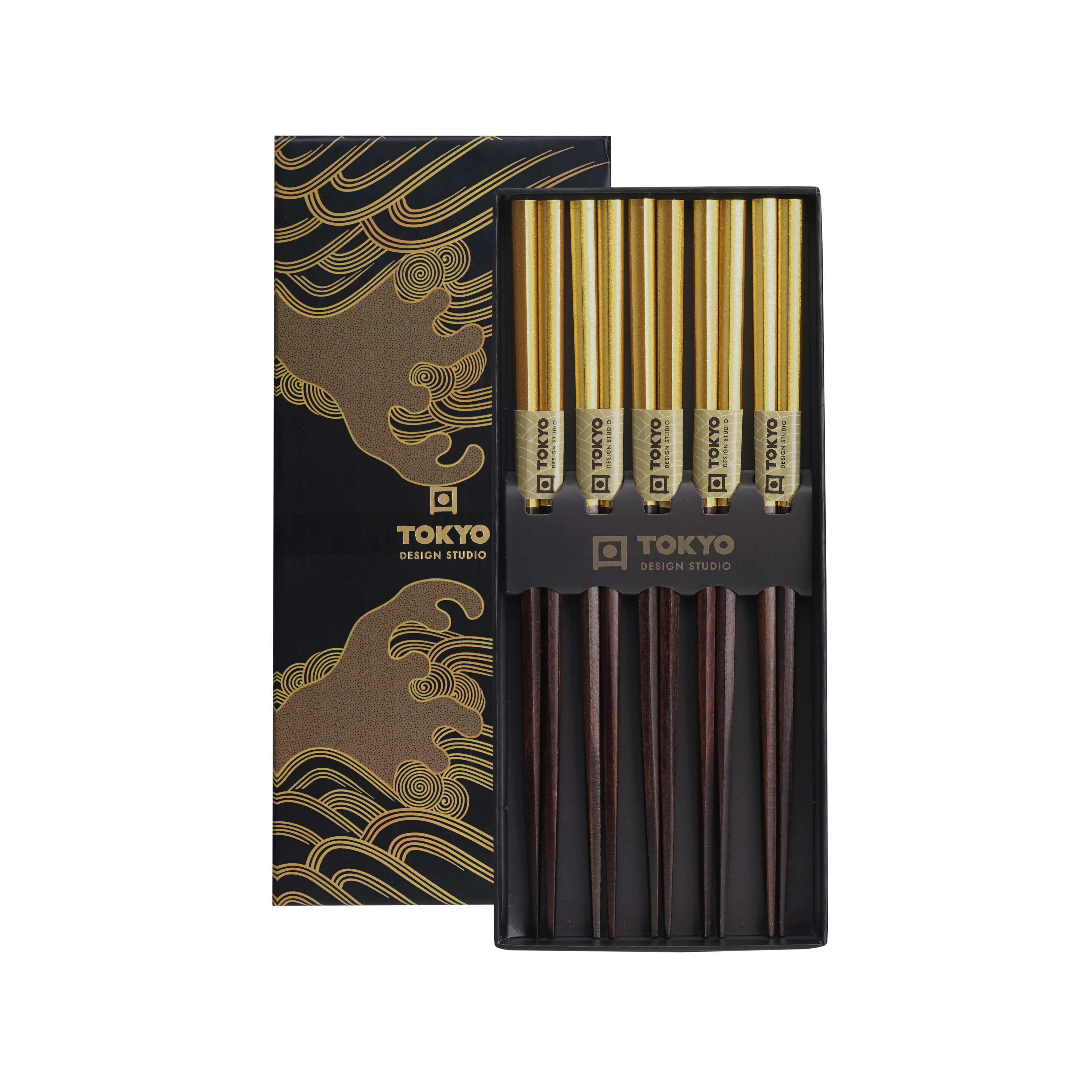 Tokyo Design Studio  Spisepinde gavesæt, Gold - 5 par