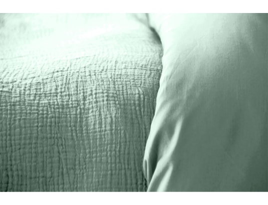 COTE DECO - Ensemble couette + 2 oreillers Parure de lit - double gaze de coton - 240 x 260 cm - amande