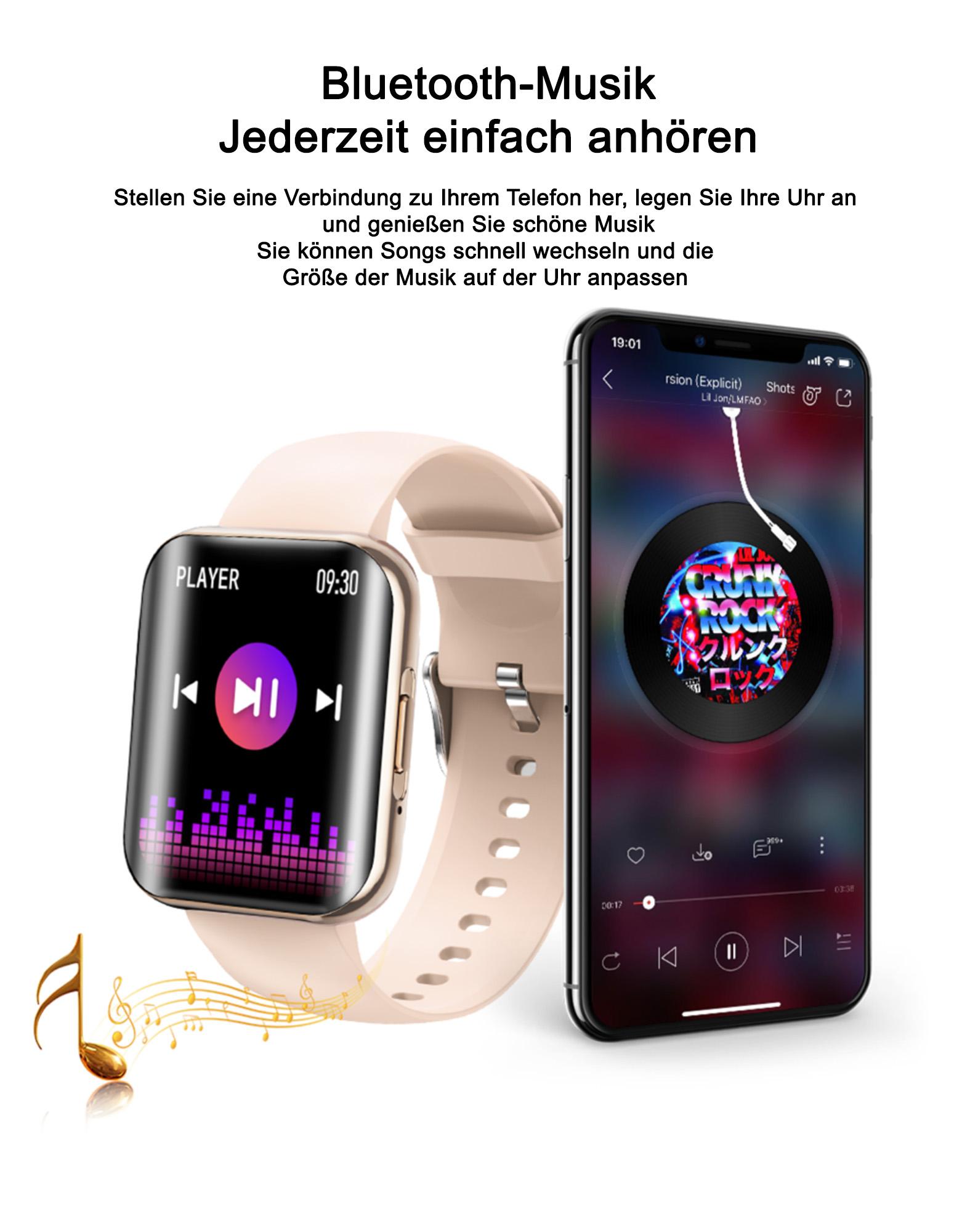 TPFNet Smart Watch / Fitness Tracker IP67 - Silikon Armband - Android & IOS - Gold