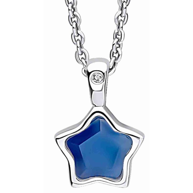 Collier étoile couleur bleu marine et diamant sur argent 925