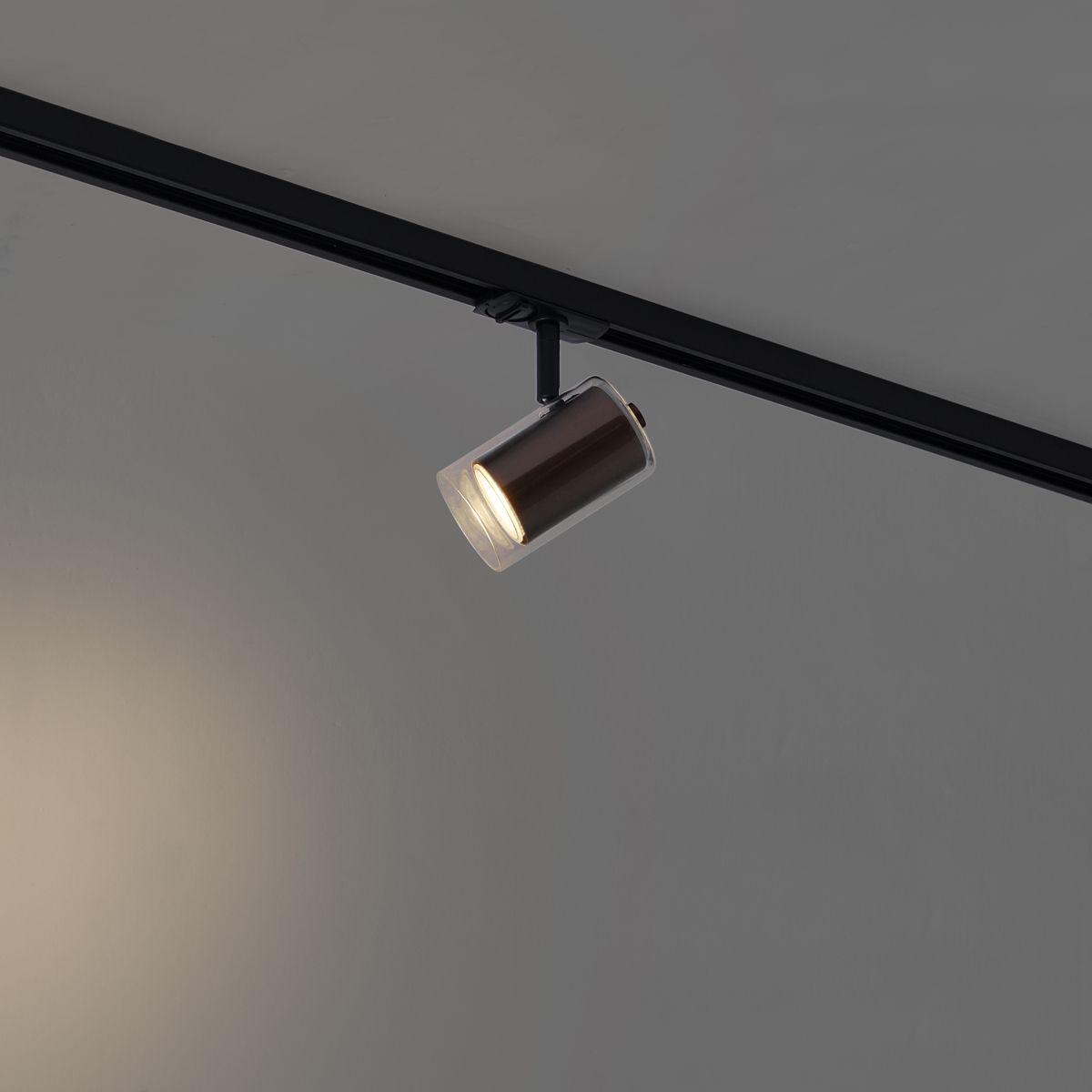 Moderne spot donker brons met helder glas voor railsysteem 1-fase - Iconic Lloyd