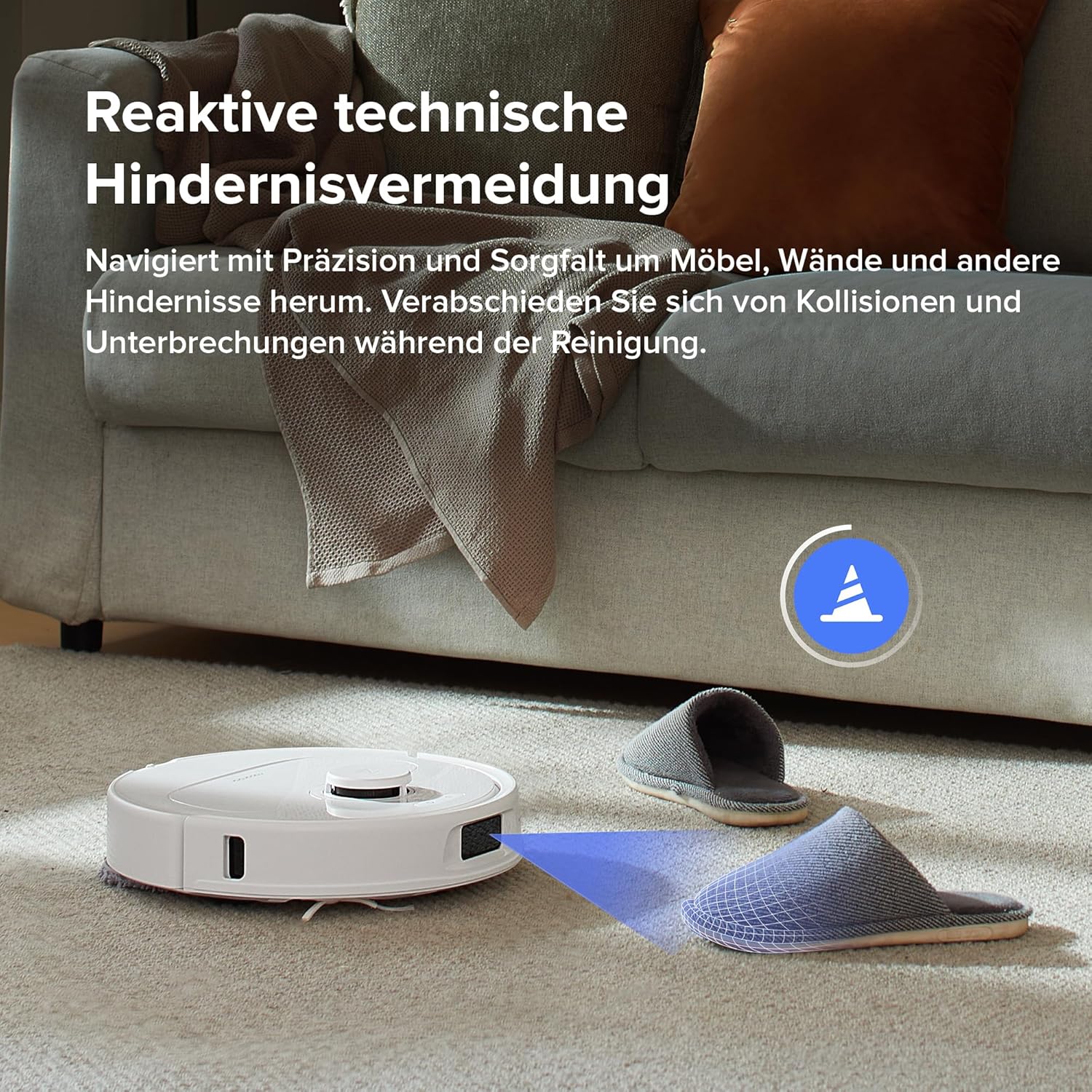 roborock QrevoS Saugroboter mit Saugleistung von 7000Pa, PreciSense LiDAR Navigation, 45 dB(A) leises Trocknen (Weiß) (Generalüberholt)