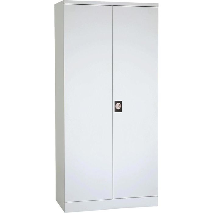 PROREGAL Badger draaideurkast met 4 legplanken, Eurolock-greep, plint, HxBxD 195 x 120 x 42 cm, grijs gelakt