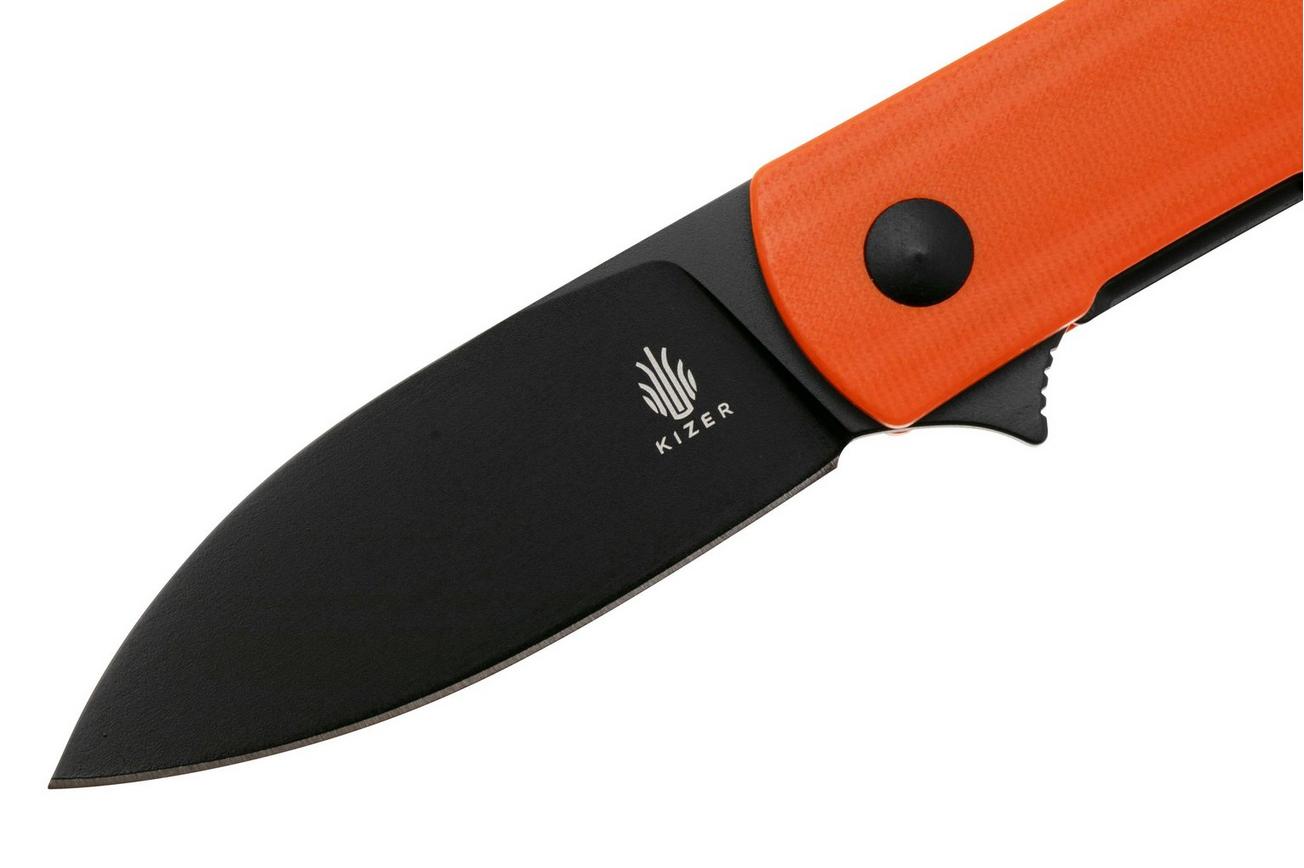 Kizer Vanguard Yorkie V3525A2 Liner Lock, Black Nitro V, Orange G10, zakmes, Ray Laconico design