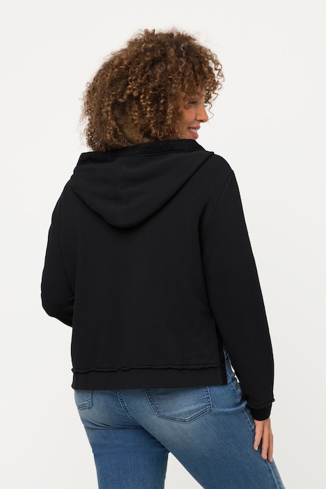 Sweatjacke, Oversized, kurz, Kapuze, Seitenschlitze