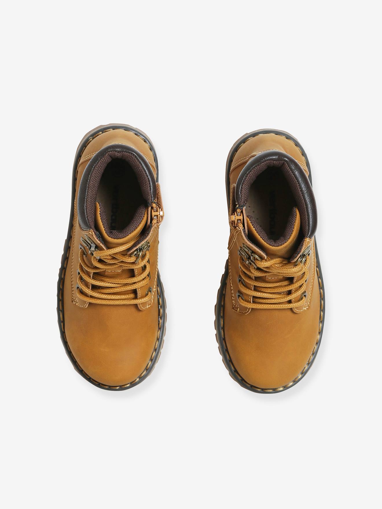 Botas de cano curto com cadarço e zíper para meninos, verde escuro liso