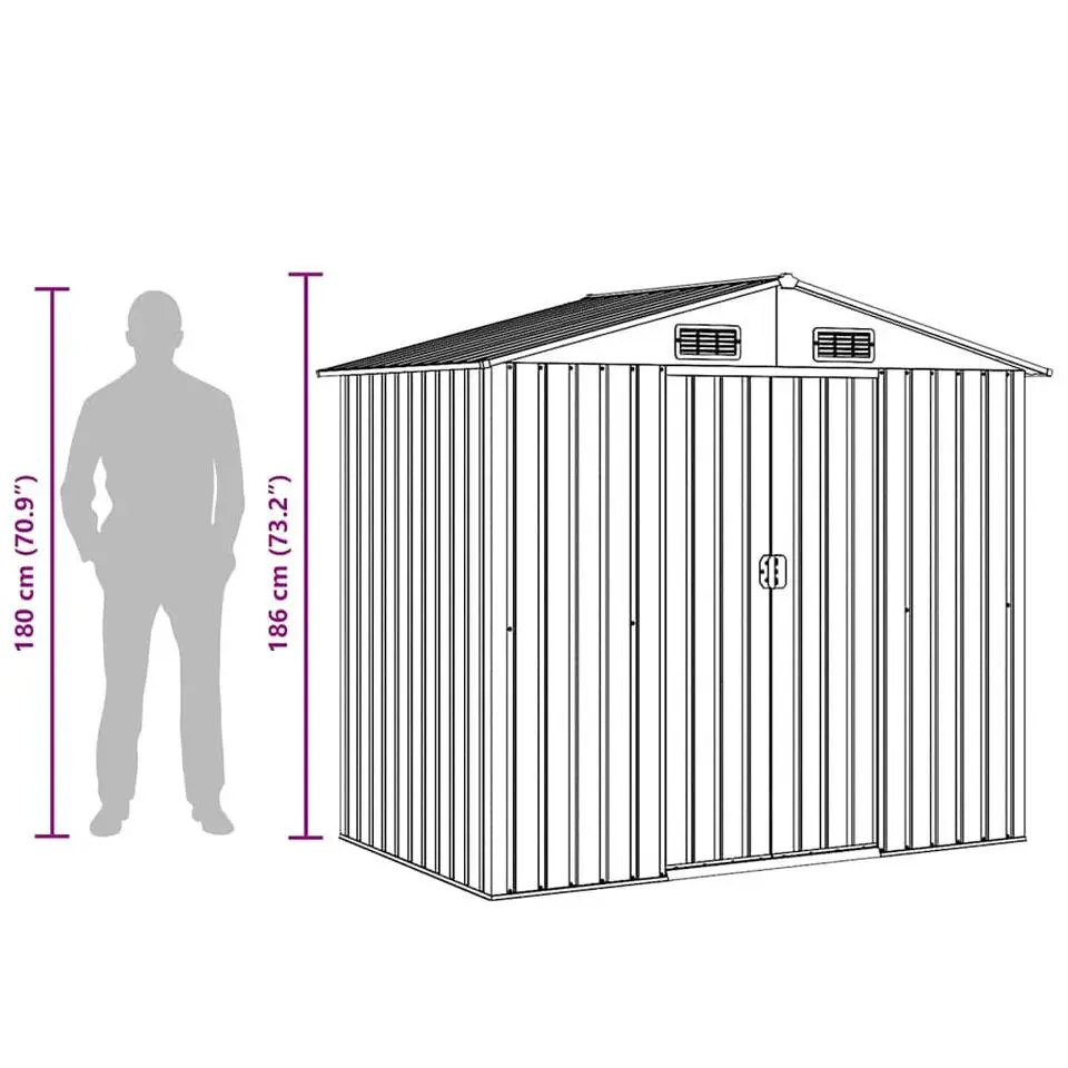 vidaXL - Tuinschuur - Grijs - Staal