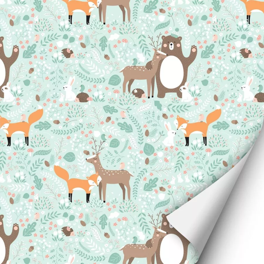 Nikima Klebefolie KF-24 selbstklebende Folie - Waldtiere mint bunt
