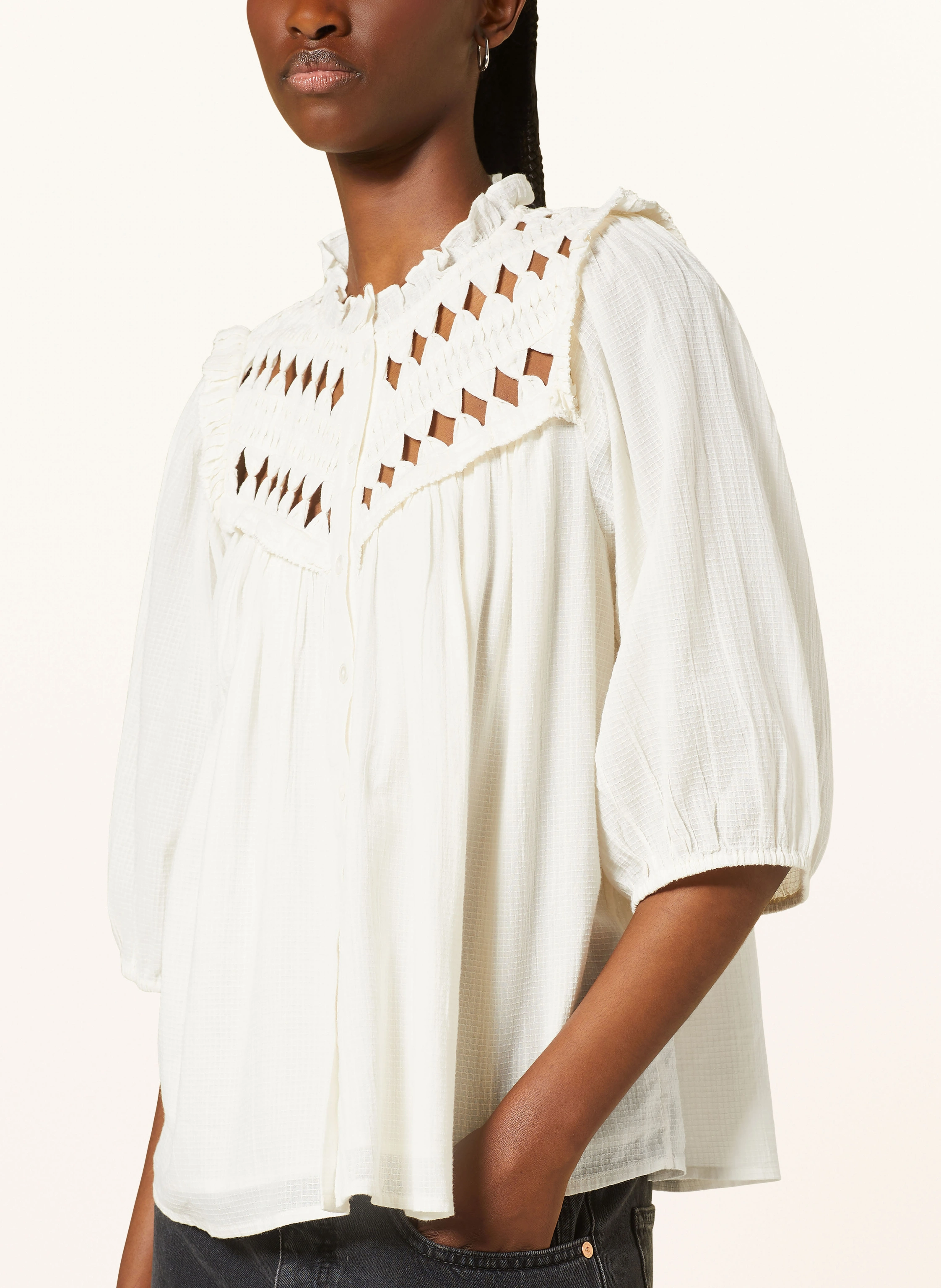 ba&sh Bluse BELUNA mit Cut-outs und Rüschen