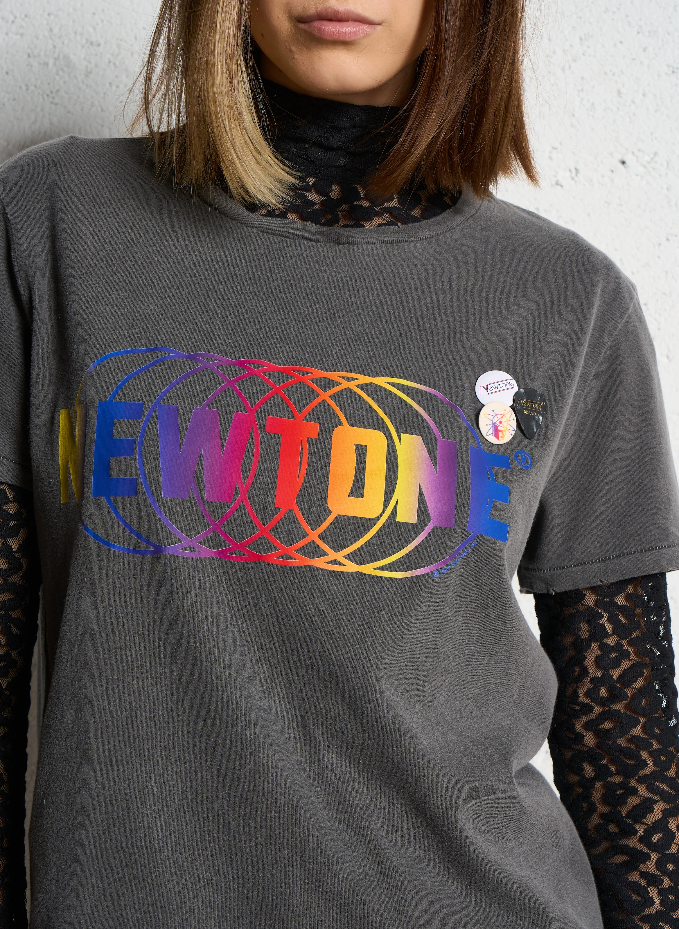 STARLIGHT CIRCLE - Tee-shirt droit col rond sérigraphié en coton | Gris