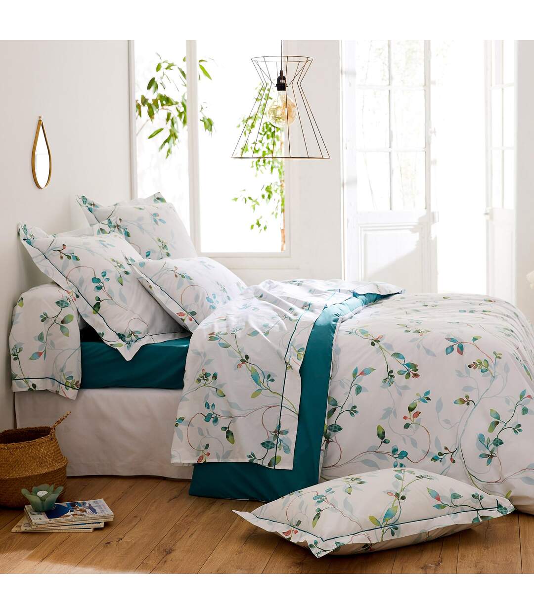 Drap plat 280x325 cm Percale coton FLANER vert Jade