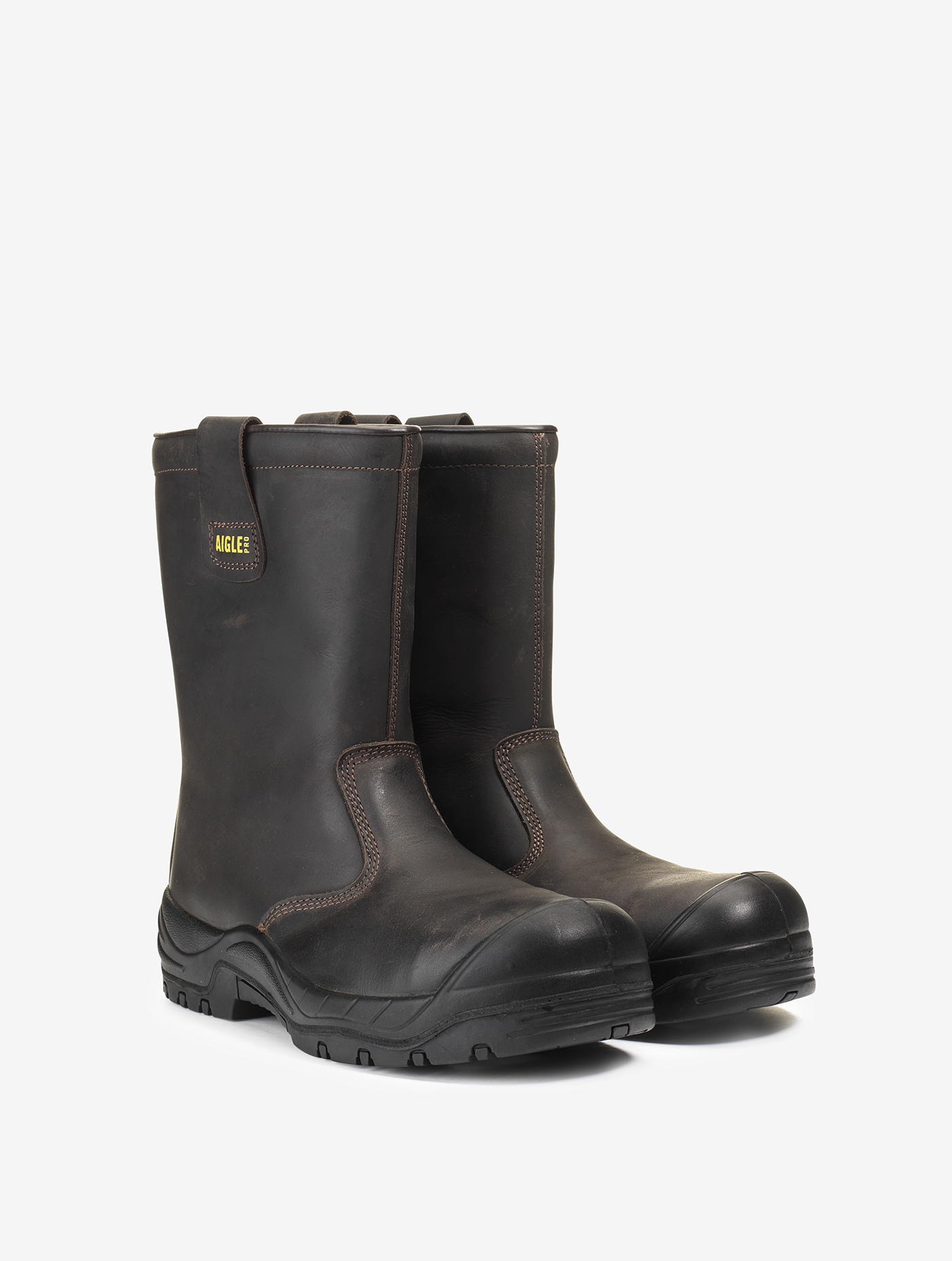 Le bottillon de sécurité en cuir, isolant et imperméable DARK BROWN