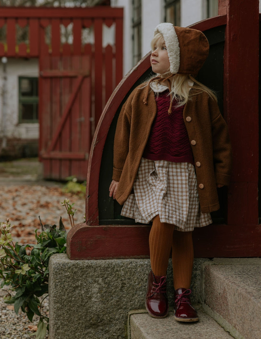 Scallop Boot - Burgundy Patent