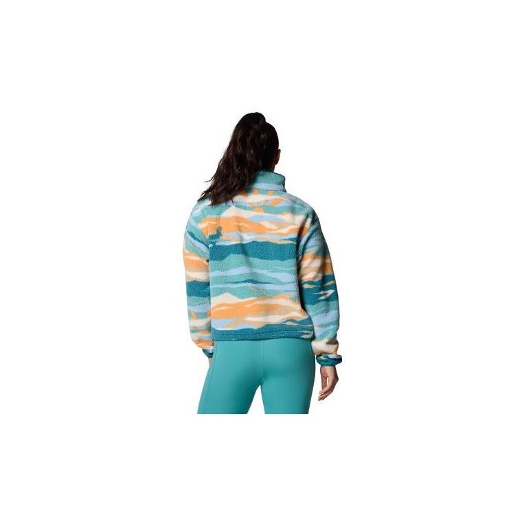 Columbia W Helvetia II Printed Cropped Half Snap Teal Rogue Valley