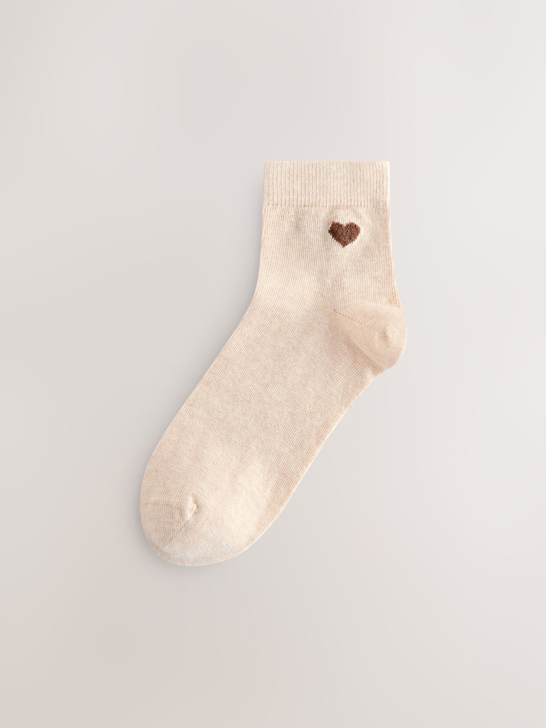 Neutral Fluffy Hearts - Print Cropped Ankle Socks 3 Pack