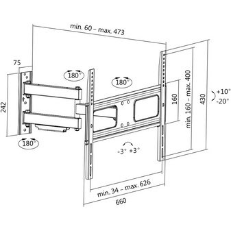 Support mural pour TV Full Motion, pour 96,98 -