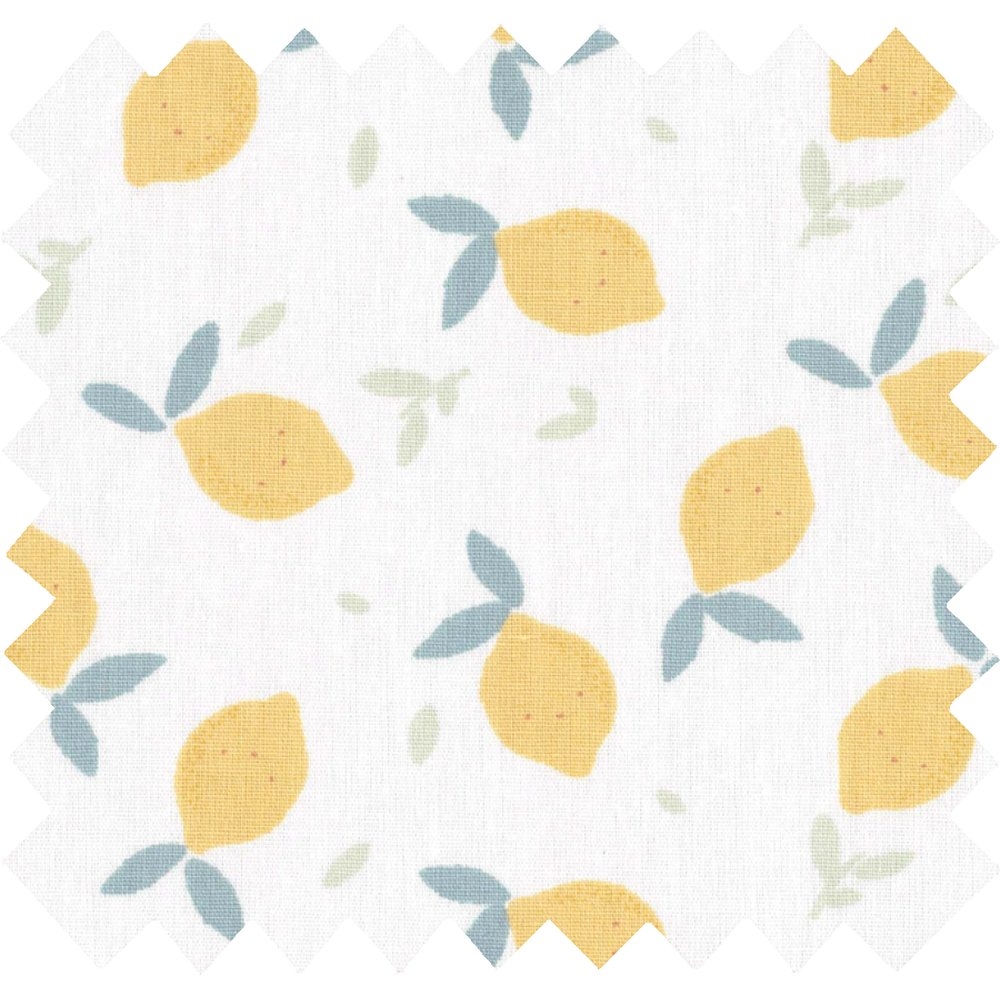 Coupon Tissu 1 M Citrons Jaune Blanc Ex1056