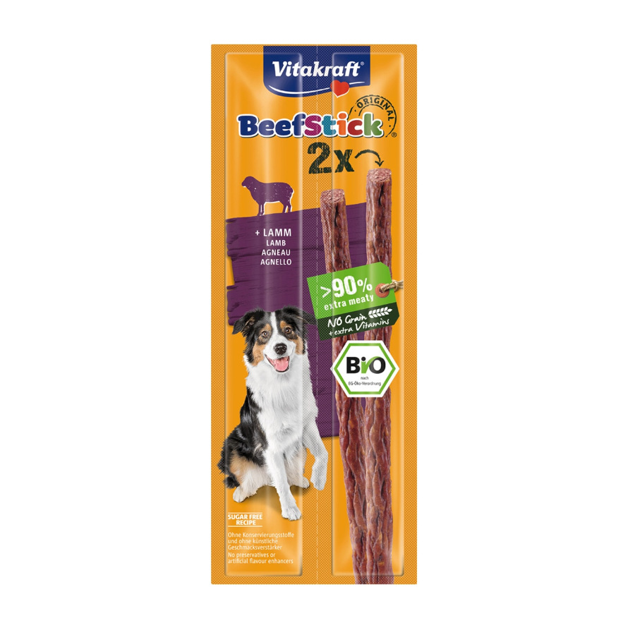 Palitos de carne bovina e cordeiro Vitakraft Bio BeefStick para cães