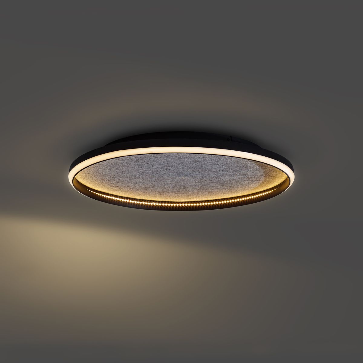 Design plafondlamp zwart met vilt incl. LED 3-staps dimbaar - Xavi Felt