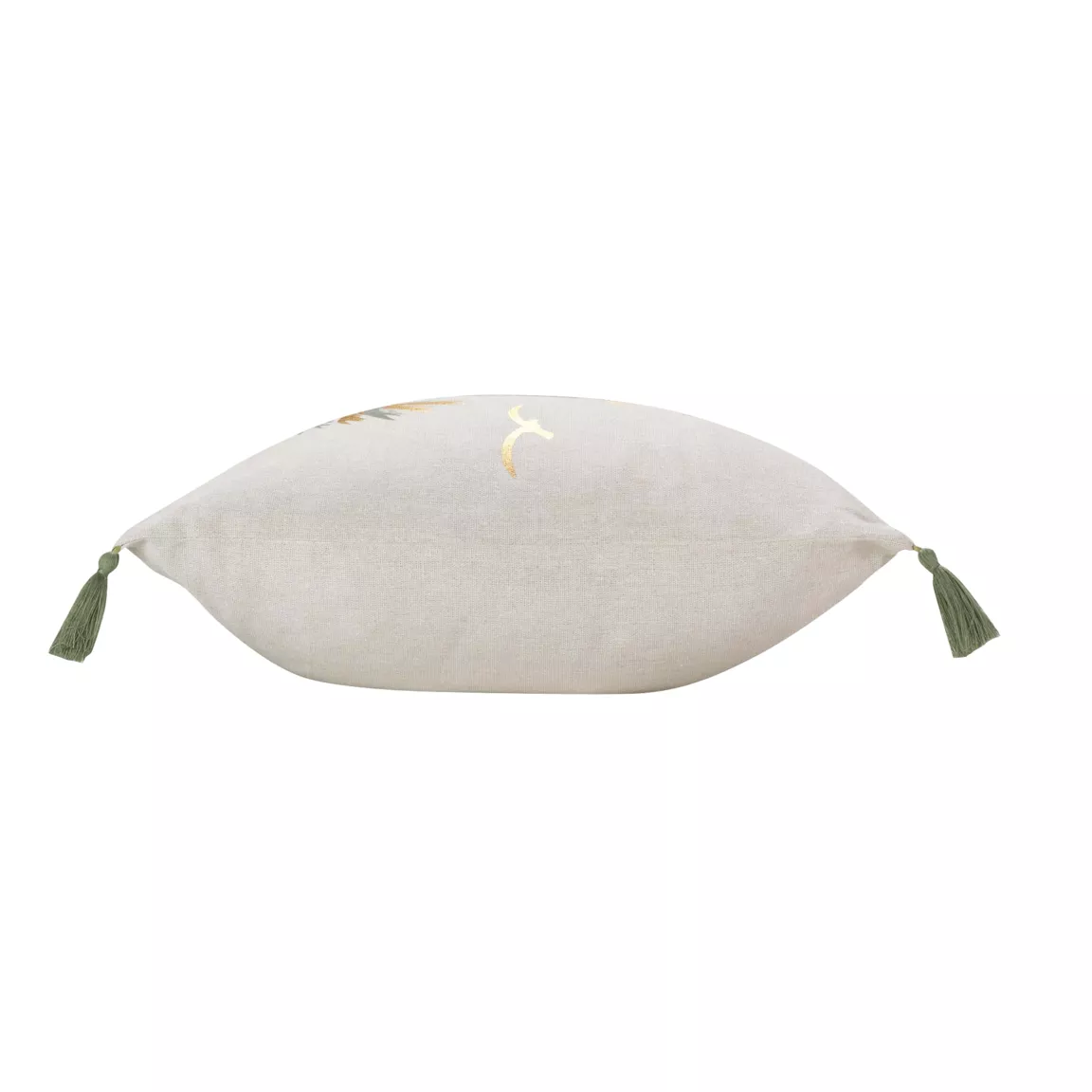 Coussin carré coton pompons (45 x 45 cm) Papeete Vert sauge
