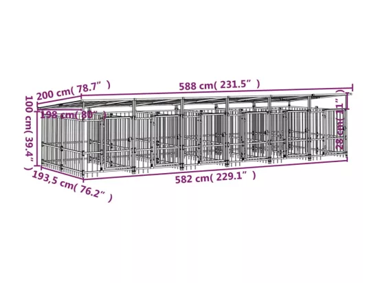 Chenil cage enclos pac noire 588 x 198 x 128 cm 02_0041736