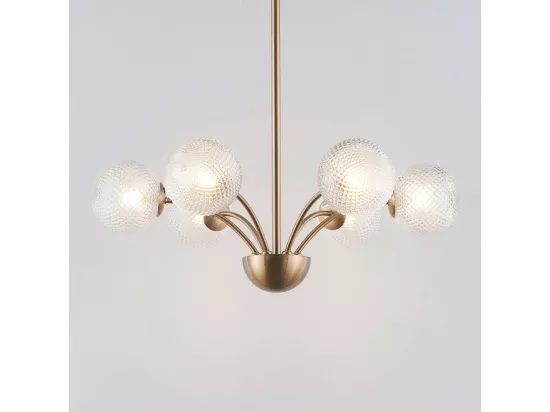 Lustre doré moderne 6 boules en verre - Gala