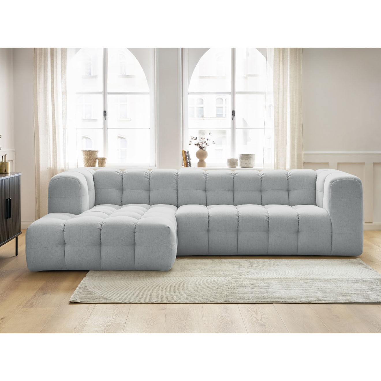 Bobochic Canapé d'angle gauche cloud gris clair - 288x184x75 cm