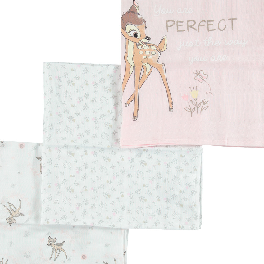 Lot de 3 langes en gaze de coton Bambi