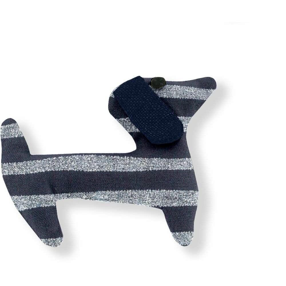 Barrette Basset Rayé Argent Marine