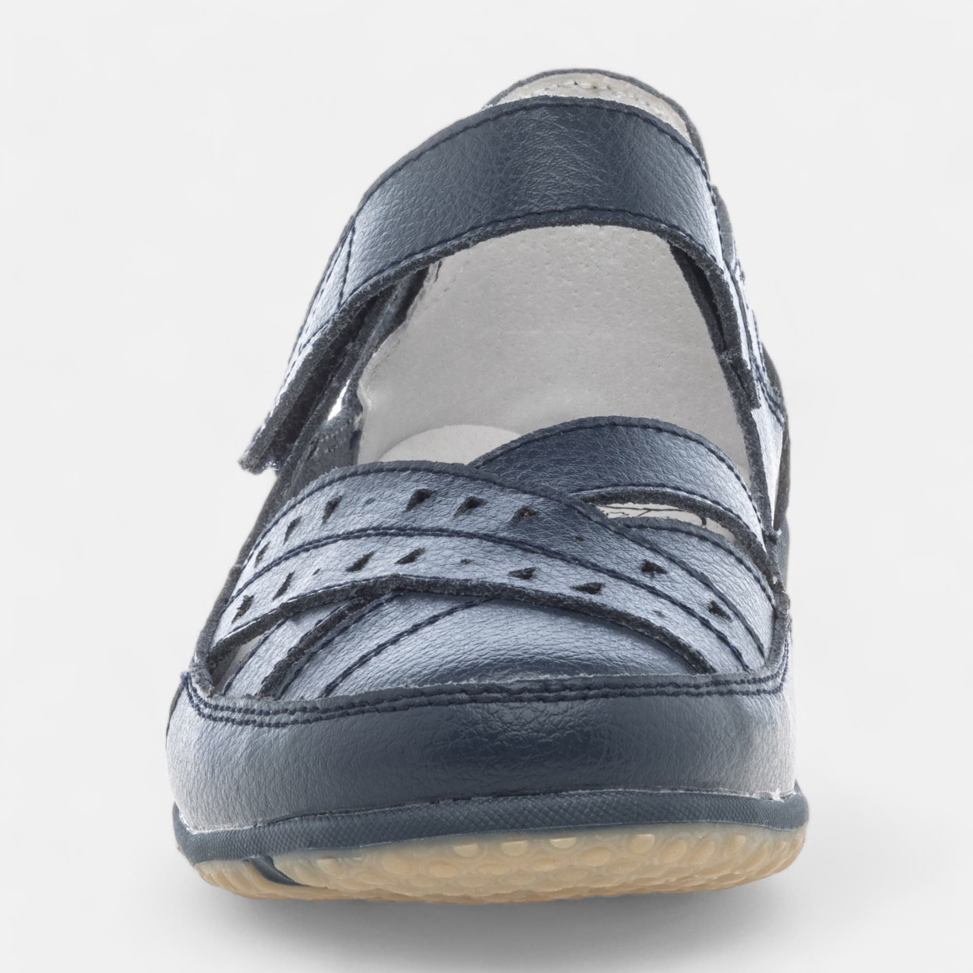 Escarpins pieds sensibles Femme en cuir bleu marine