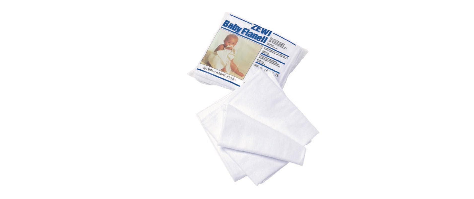 Flanell 5er Set 80 x 80 cmBaby-Flanell. weiss, 80 x 80 cm, 5 Stück