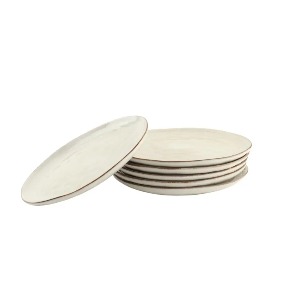 OTIX Dessert Ontbijt Bordenset 6 Persoons Beige 21cm Keramiek LILY