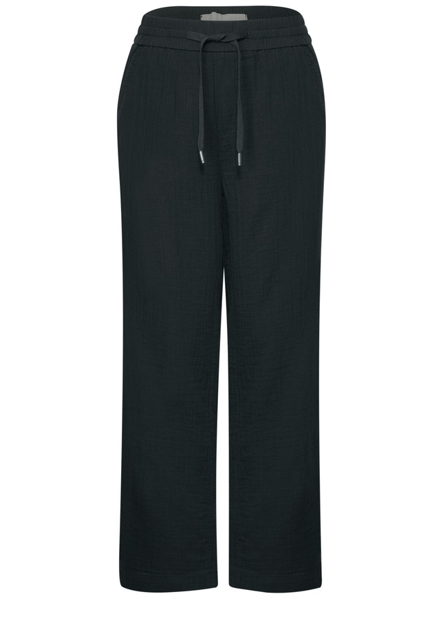 STREET ONE Stoffhose  Sommerhose mit elastischem Bund und Tunnelzug, im Musselin-Look