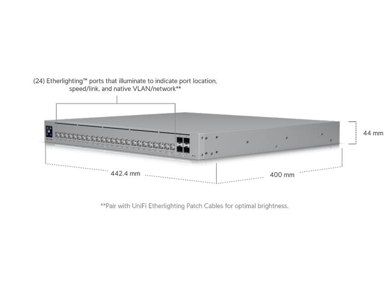Ubiquiti PoE Switch UniFi USW-Pro-HD-24-PoE 28 Port Professioneller Layer-3-Etherlighting-Switch mit (2) 10 GbE PoE  , (22) 2,5 GbE PoE   und (4) 10G SFP -Ports