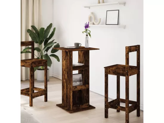 Table de bar avec rangement chêne fumé bois d’ingénierie