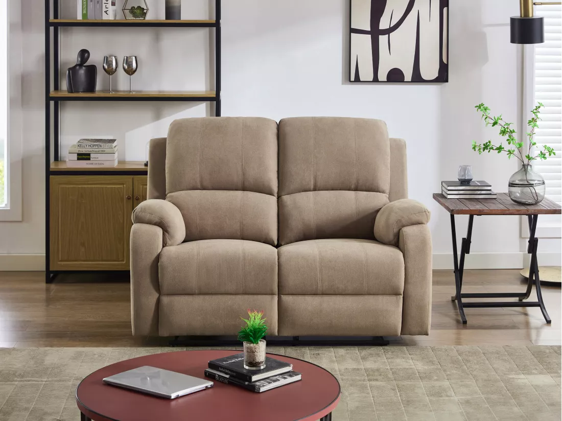 Canapé 2 places relax en microfibre taupe BRODY