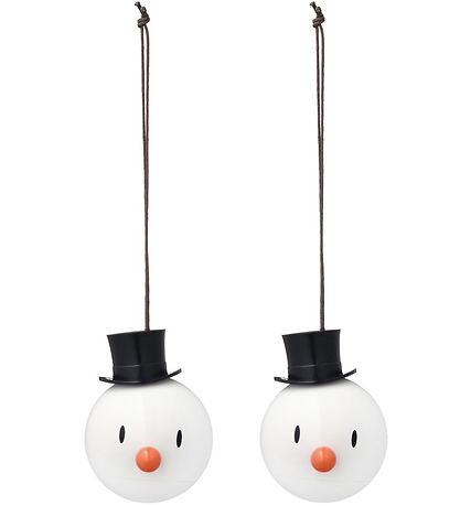Hoptimist Julekugler - Snowman - 2 stk - ?:5 cm - Hvid
