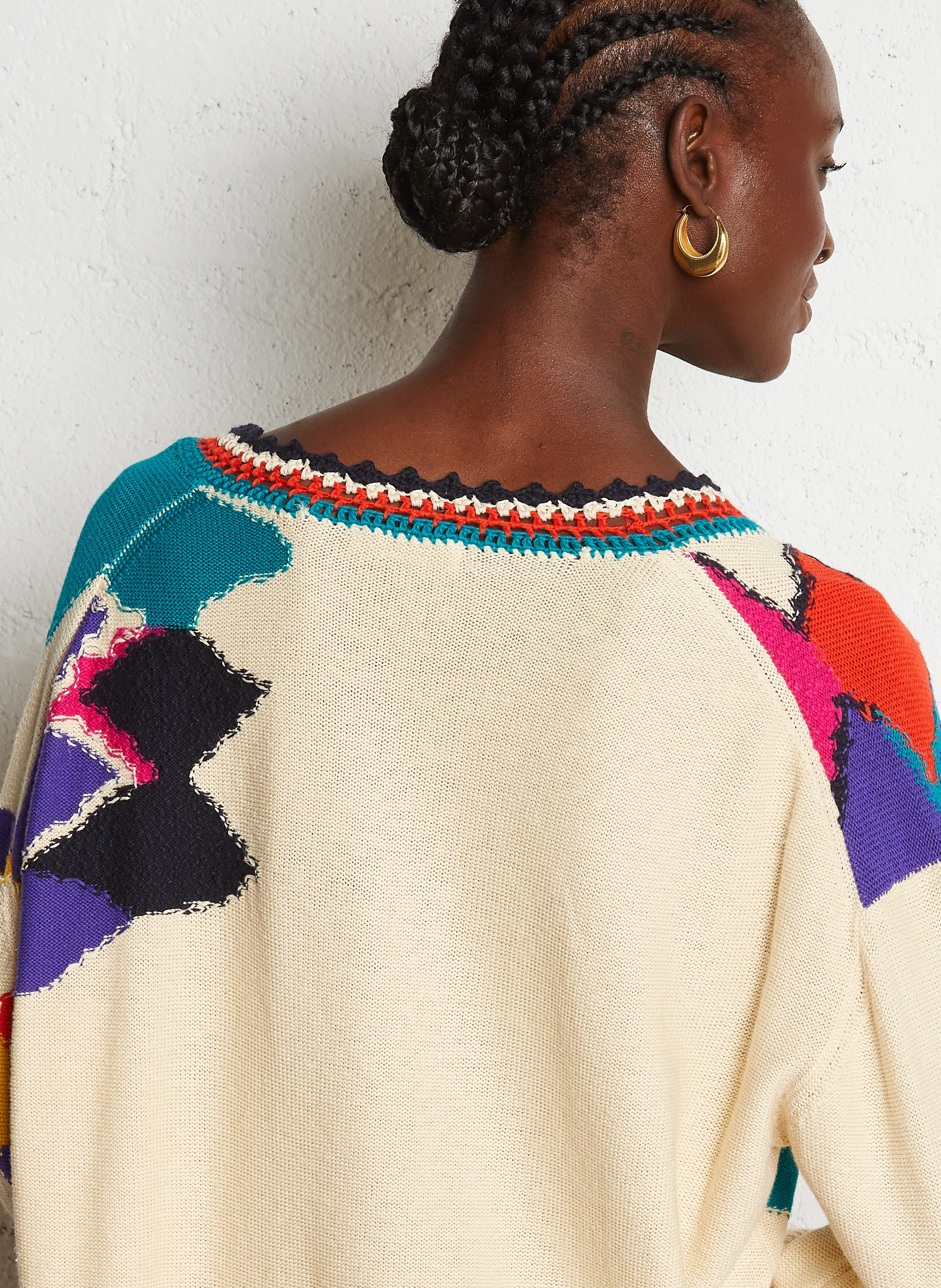 ATLEY - Pull oversize col rond en coton mélangé | Beige