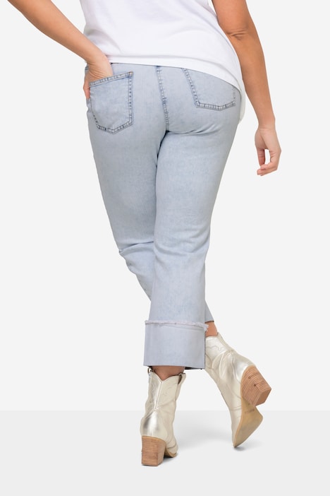 Jeans, Smiley-Muster, Ziersteine, 5-Pocket, verkürzte Länge
