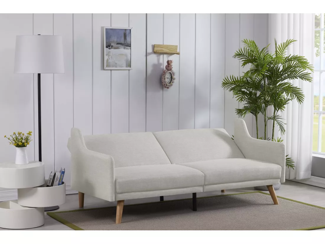 Canapé convertible scandinave 3 places gris clair ESTER