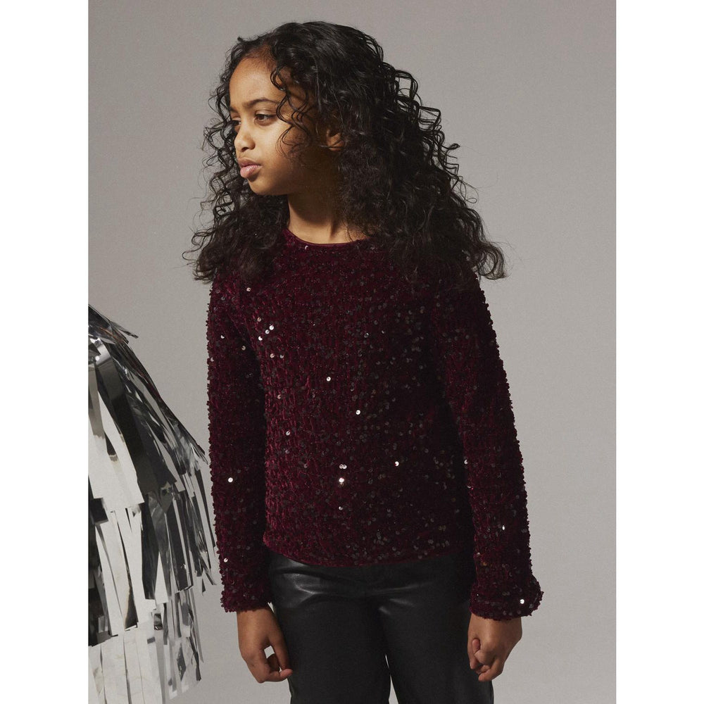 Køb Name It Burgundy Black Bow Nkfrusitta Ls Sløjfe Bluse