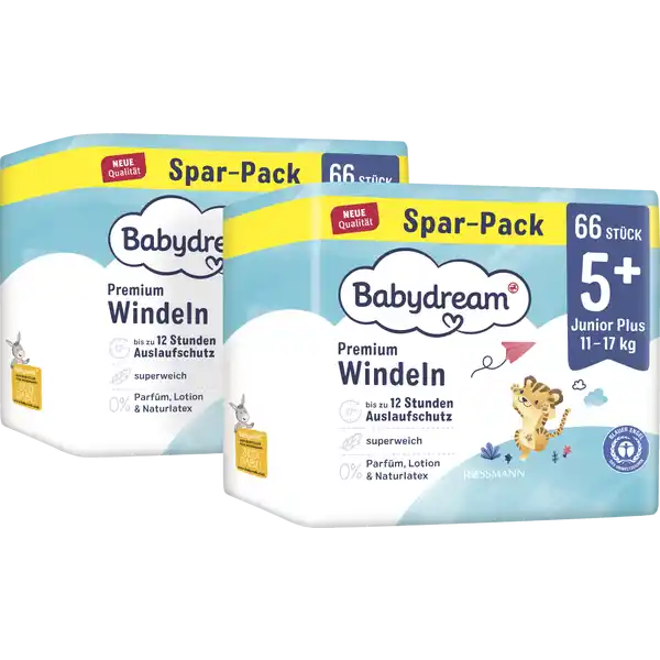 Premium Windeln Monatspack Junior+ Gr. 5+, 132 Stück, 11-17 kg