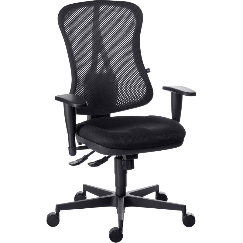 Chaise de bureau ANDRIO tissu et maille - avec ou sans accoudoirs et soutien lombaire - Mécanisme Synchrone - Pieds noir